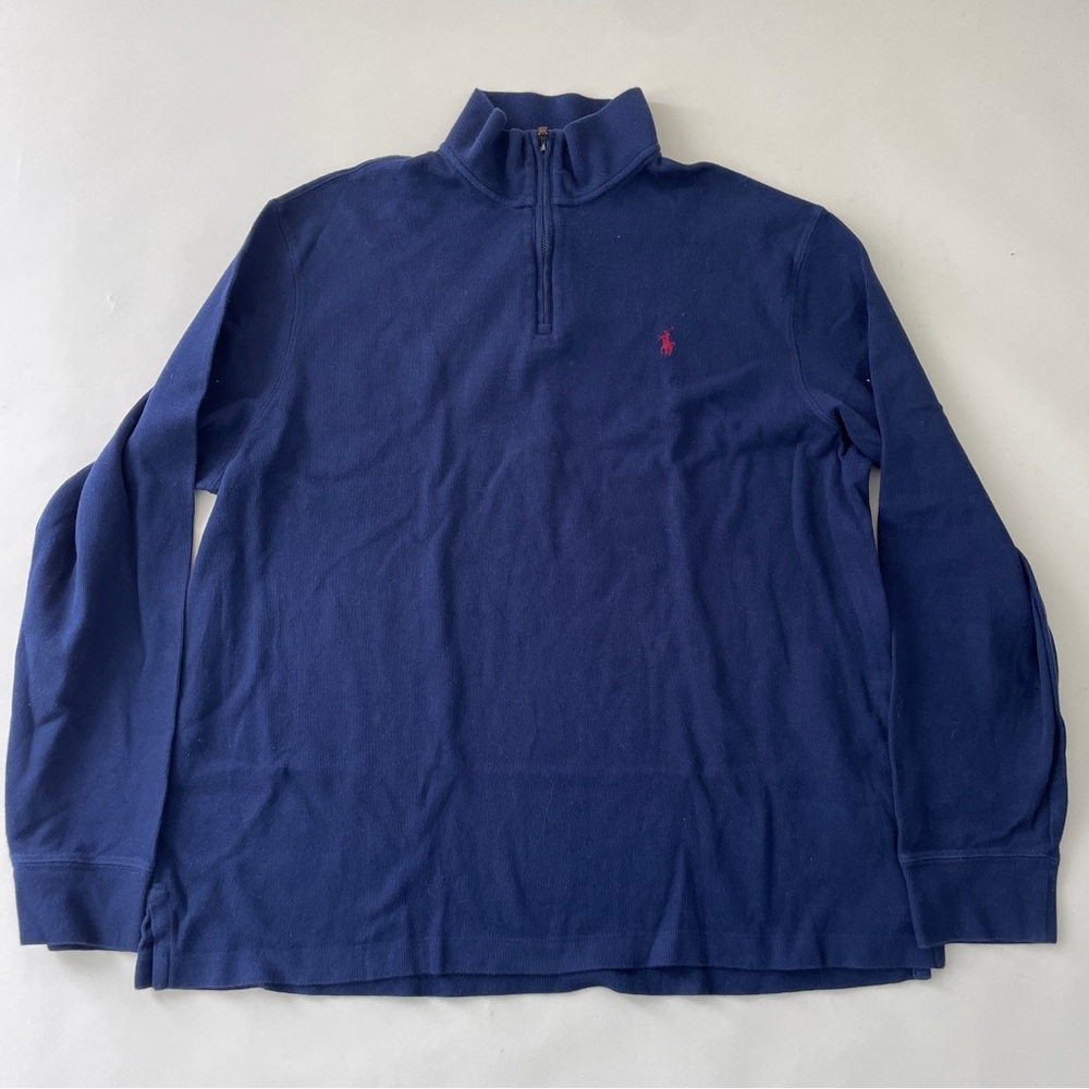 Polo Ralph Lauren Estate Rib 1/4 Zip Sweater Men’s XL‎ Navy 100% Cotton